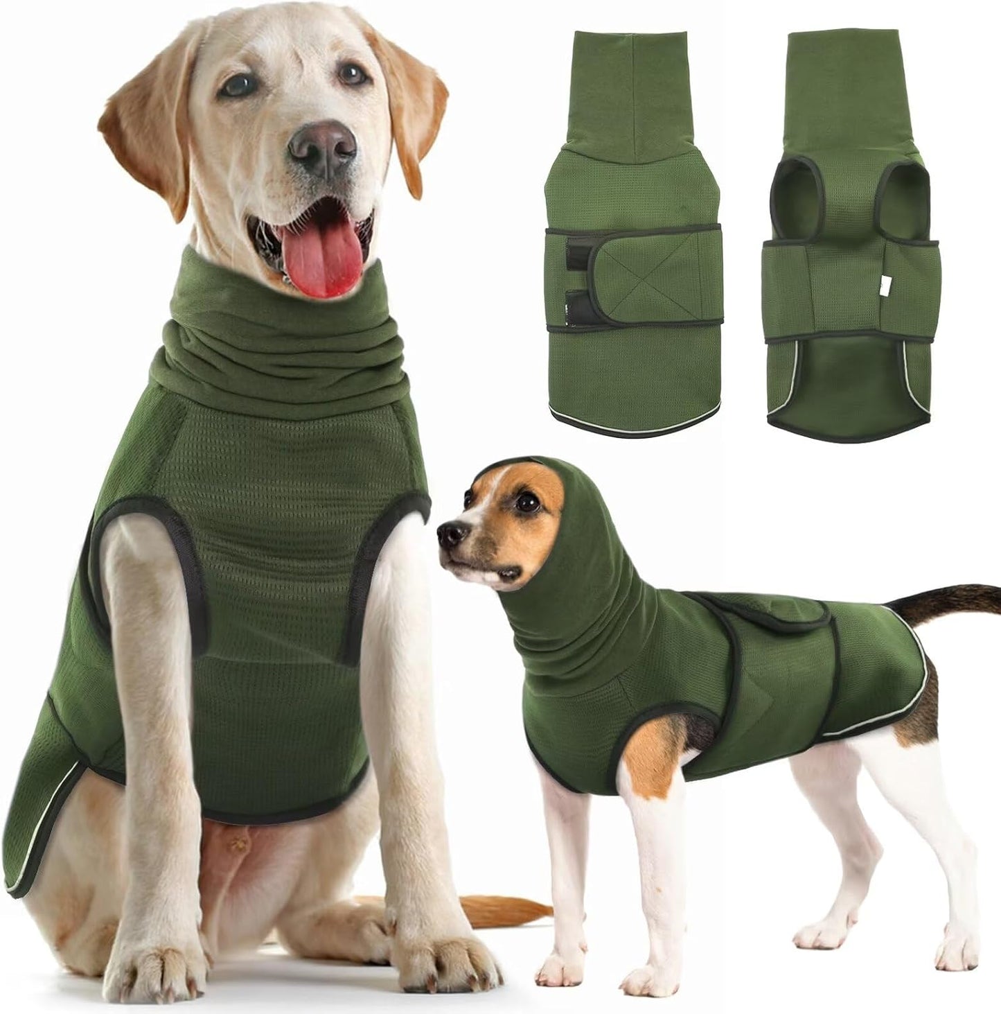 Winter Dog Coat - Soft Adjustable Bodywarmer - Warm - Size M - Military Green