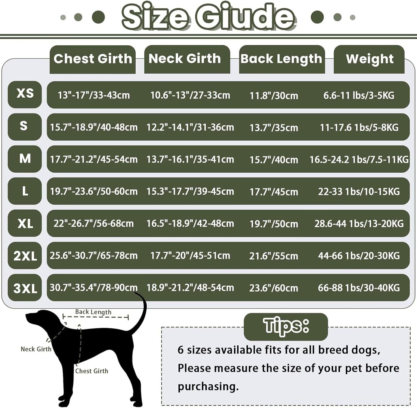 Winter Dog Coat - Soft Adjustable Bodywarmer - Warm - Size M - Military Green