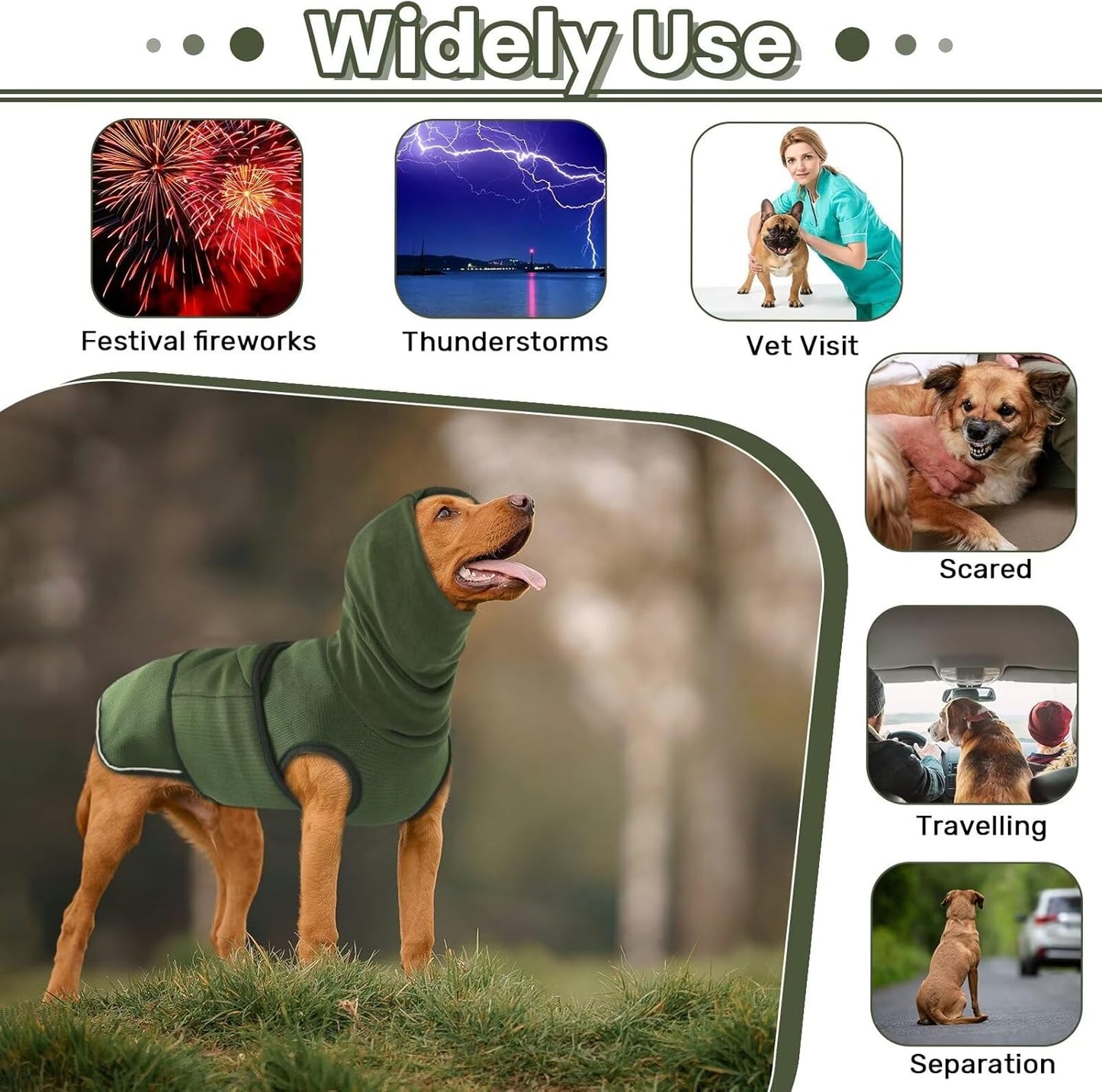 Dog Winter Jacket - Soft Pet Clothing - Bodywarmer - Warm - Adjustable - Size L - Military Green - 1 Piece