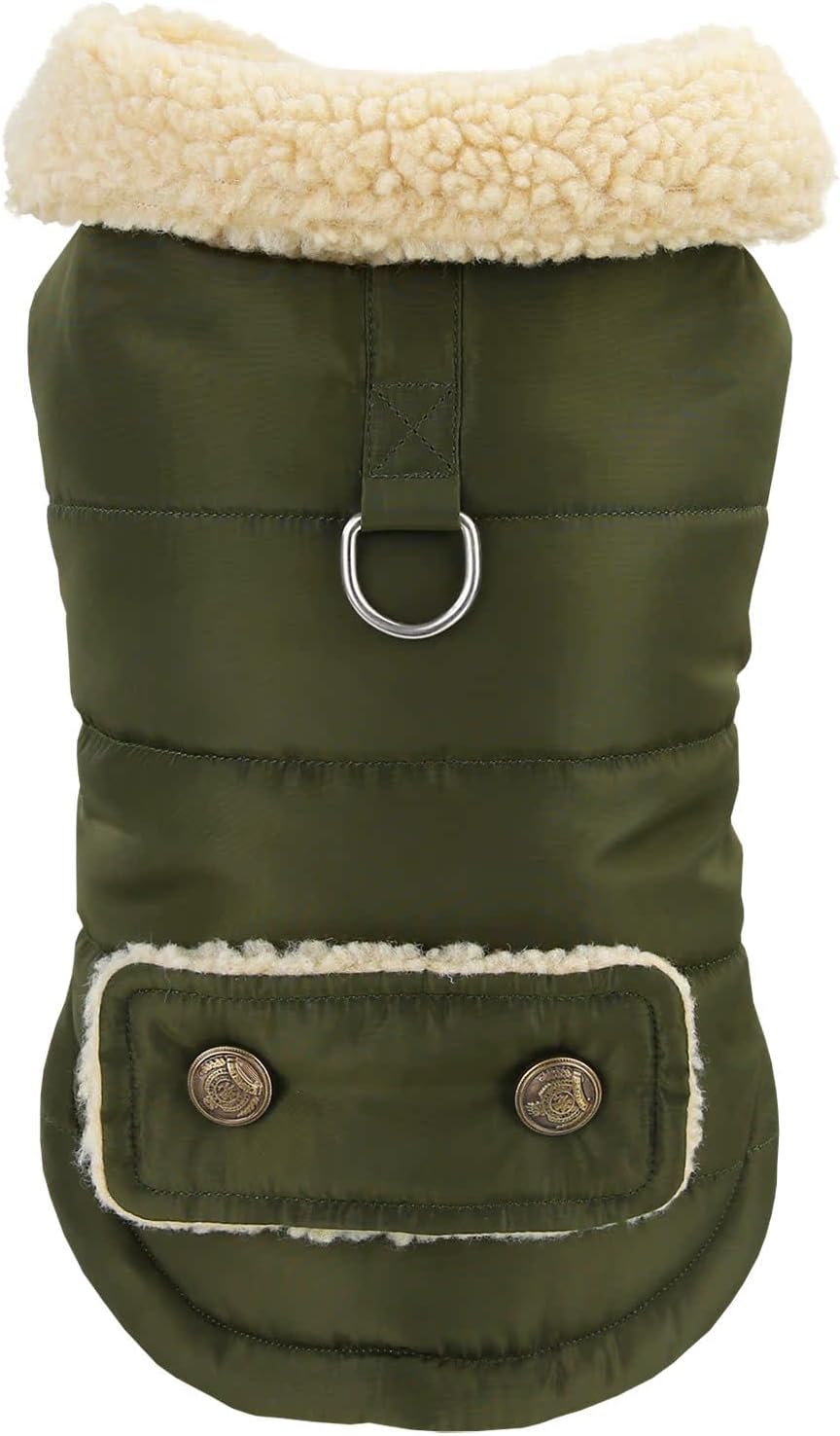 XL Military Green Winter Dog Coat Warm Pet Jacket for Cold Weather