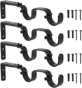 Heavy Duty Curtain Rod Brackets - Adjustable Double Rod Holders, 1 Inch (4 PCS, Black)