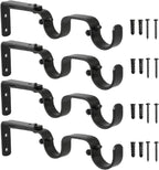 Heavy Duty Curtain Rod Brackets - Adjustable Double Rod Holders, 1 Inch (4 PCS, Black)