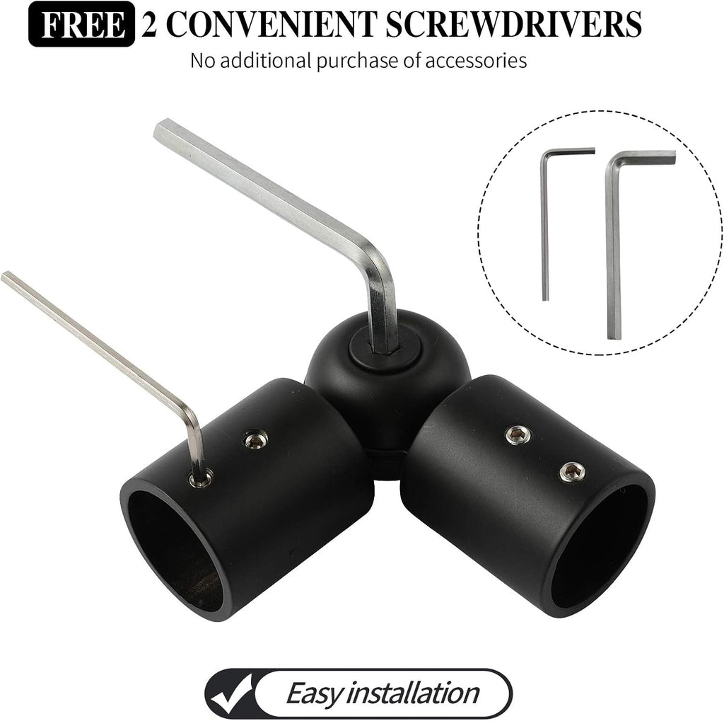 Adjustable 1 Inch Curtain Rod Brackets, Black Iron Wall Mounts, 2 Pack