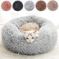Cat Beds for Indoor Cats - Cat Bed Washable 20 inches, Dog Beds for Small Medium Dogs, Anti Anxiety Round Fluffy Plush Faux Fur Pet Bed, Thick Bottom (Medium, Light Grey)