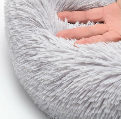 Cat Beds for Indoor Cats - Cat Bed Washable 20 inches, Dog Beds for Small Medium Dogs, Anti Anxiety Round Fluffy Plush Faux Fur Pet Bed, Thick Bottom (Medium, Light Grey)