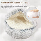 Cat Bed Round Fluffy Hooded Cat Bed Cave, Anti-Anxiety Cave Bed with Hooded Blanket, Cozy Cuddler Luxury Puppy Pet Bed, Anti-Slip Bottom and Machine Washable (Grey, Medium)