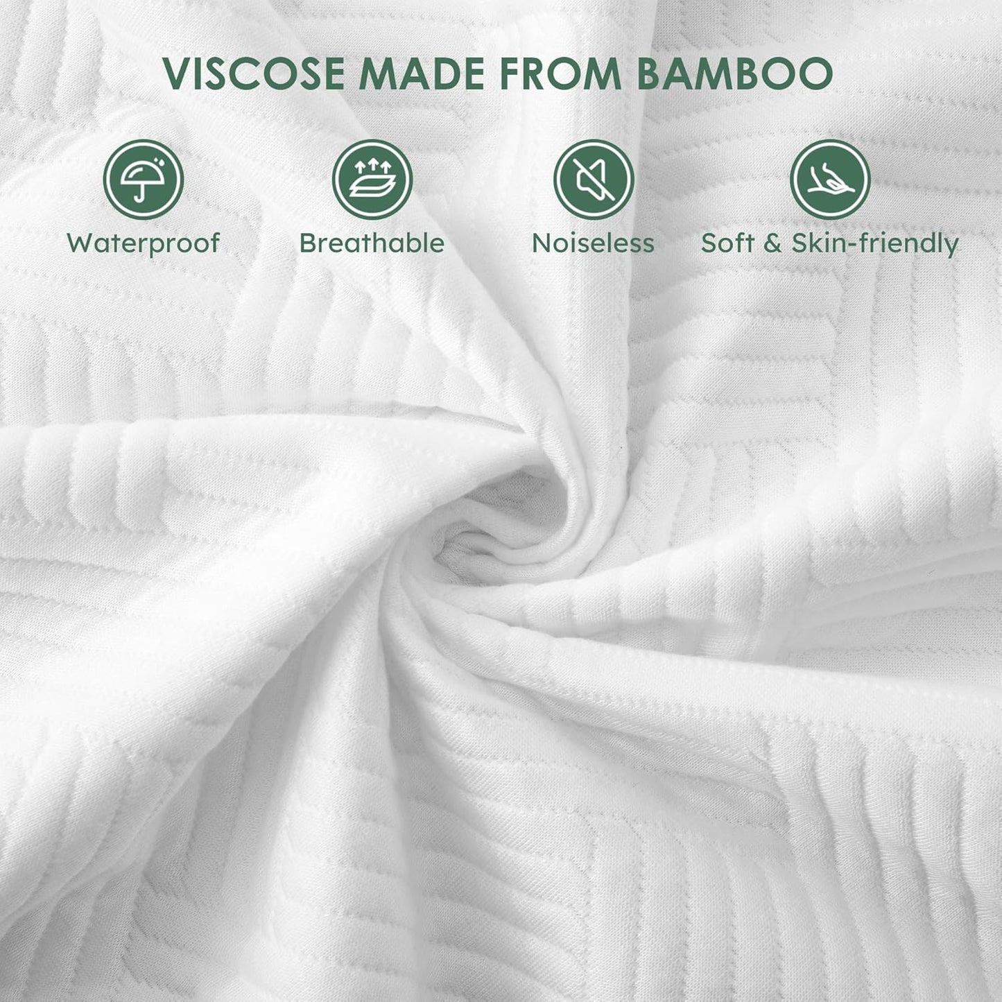Queen Size 100% Waterproof Mattress Protector, Mattress Pad Cover Fitted 8"-21" Deep Pocket, 3D Air Fabric Soft Breathable Cooling Bed Mattress Cover Noiseless Washable, White-Fence