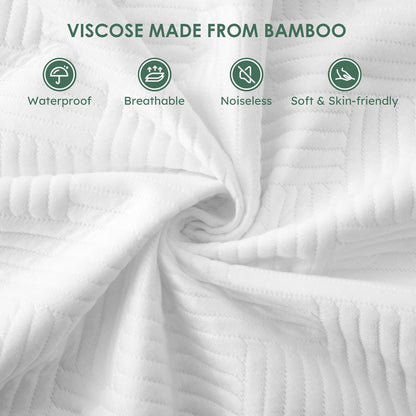 Queen Size 100% Waterproof Mattress Protector, Mattress Pad Cover Fitted 8"-21" Deep Pocket, 3D Air Fabric Soft Breathable Cooling Bed Mattress Cover Noiseless Washable, White-Fence