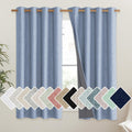 Stone Blue Vintage Linen 100% Blackout Curtains for Living Room,Thermal Insulated Curtains 63" Long,Noise Reducing Window Treatment Drapes for Hall Room,52" Wide Per Panel,Set of 2
