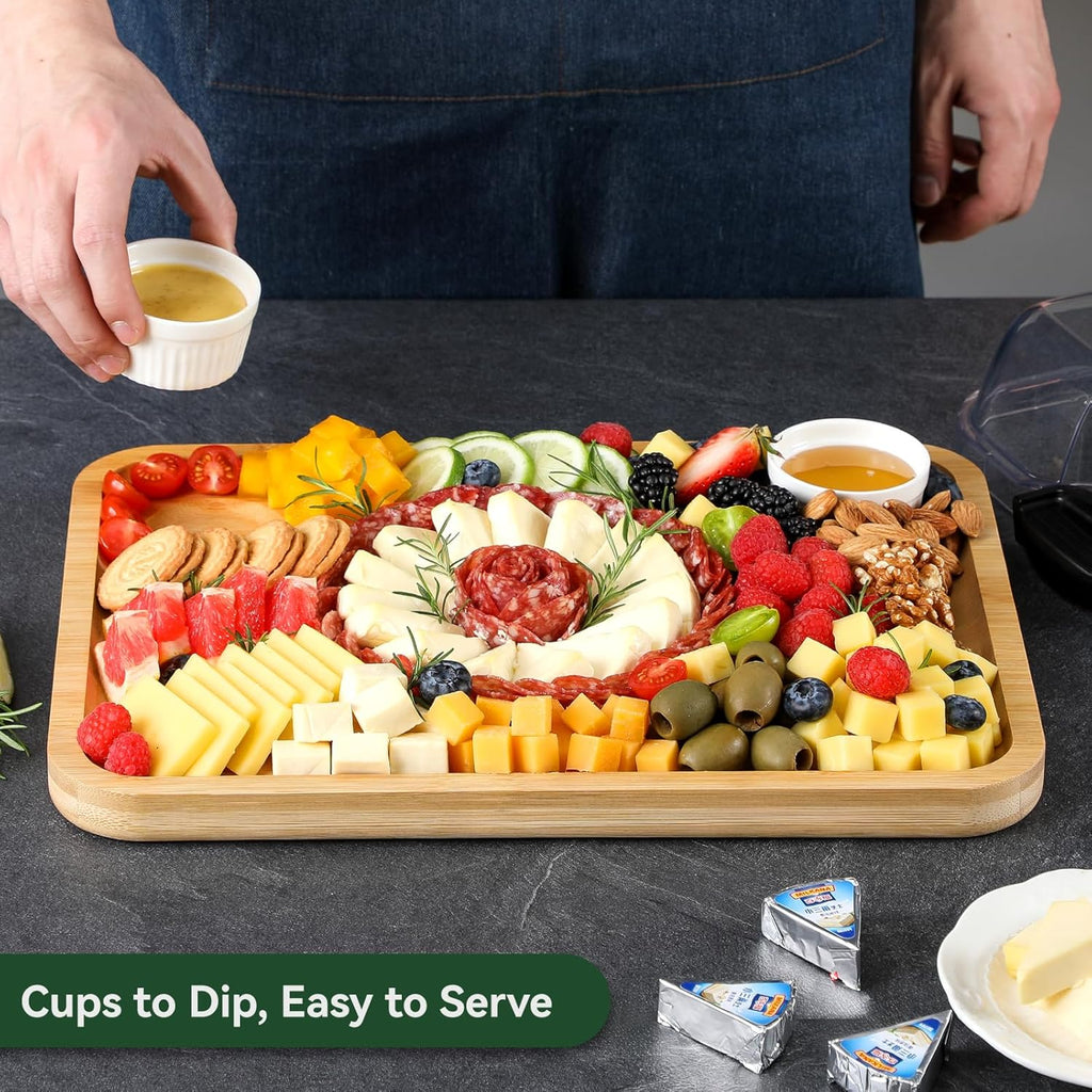 Charcuterie Boards with Lid, Bamboo Cheese Board Set with Locking Lid with Handle, Charcuterie Board Accessories - House Warming Gifts New Home, Bridal Shower Gifts, Wedding Gifts