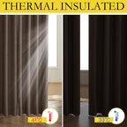 Coffee Vintage Linen 100% Blackout Curtains for Living Room, Thermal Insulated Curtains 95“ Long, Noise Reducing Window Treatment Drapes for Home Office, 62" Wide Per Panel, Set of 2