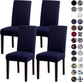 Dining Chair Covers,Kitchen Chair Cover,Parsons Chair Slipcover,Spandex Chair Protectors for Dining Room Stretch Chairs Cover Set of 4 -Navy Blue