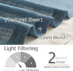 Linen Valance for Farmhouse Living Room Windows 16 Inch Slubbed Crossed Double Layer Window Valance Light Filtering Rustic Country Overlay Rod Pocket 1 Panel Navy Blue