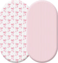 2 Pack Pink Baby Bassinet Sheets Girls Bow Coquette 32'' x 16" Stretchable Soft Crib Sheets Cradle Bed Set Fitted Cover for Oval Rectangle Hourglass Mattress Infant Nursery Toddler Room Decor