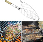 2-Pack Stainless Steel Fish Grill Basket – Portable Locking Grill Rack for Small-Medium Fish, Camping & Home BBQ