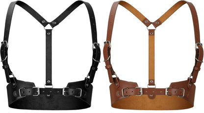 2 Pcs Women Leather Waist Belt Leather Harness for Women Fashion Body Chain Adjustable Waist Belt for Party Cosplay