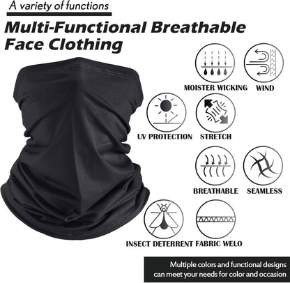 Neck Gaiter Mask Windproof Scarf UV Protection Balaclava Bandanas Breathable Outdoor for Men Women(20 Pieces,Black)