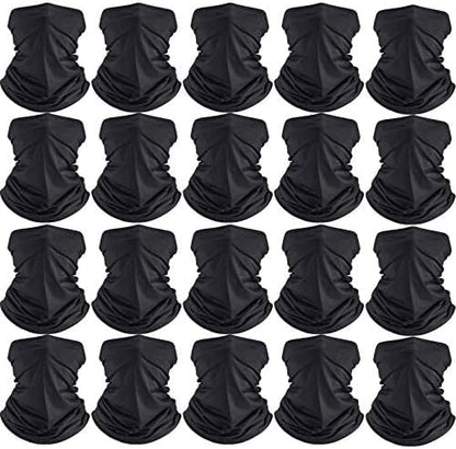 Neck Gaiter Mask Windproof Scarf UV Protection Balaclava Bandanas Breathable Outdoor for Men Women(20 Pieces,Black)