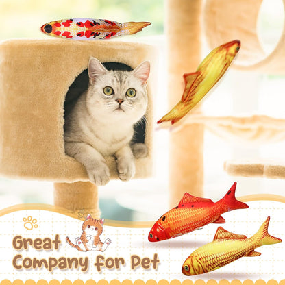 6 Pcs 12 Inch Fish-Shaped Soft Cat Cushions Pillow Realistic Pet Carp Play Pillow for Cats Birthday Gift(Classic Style)