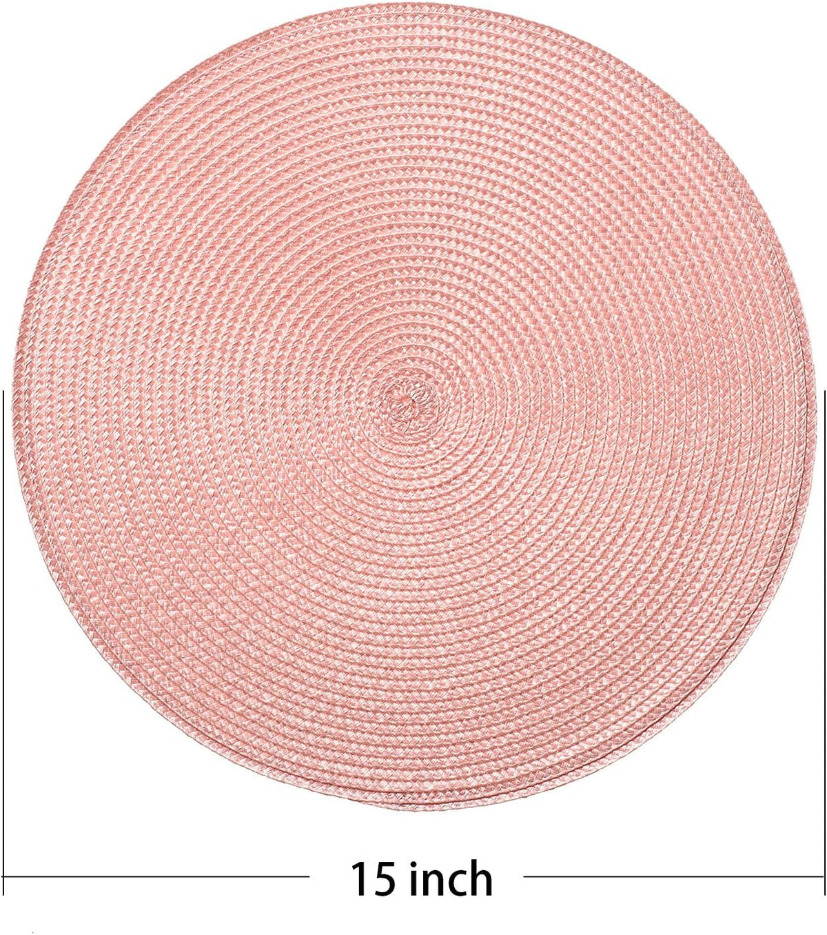 Round Braided Placemats 15 Inch Round Table Mats for Dining Tables Natural Woven Heat Resistant Place mats Set of 6 (Pink)