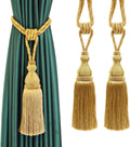 2 Pack Tassel Curtain Tiebacks Holdback Large Handmade Drapery Tie-Backs Rope Home Office Hotel Elegant Decorative (Gold)