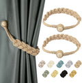 Jute Curtain Tiebacks Magnetic Woven Curtain Holdback Drapery Tie-Back (Jute-2Pack)