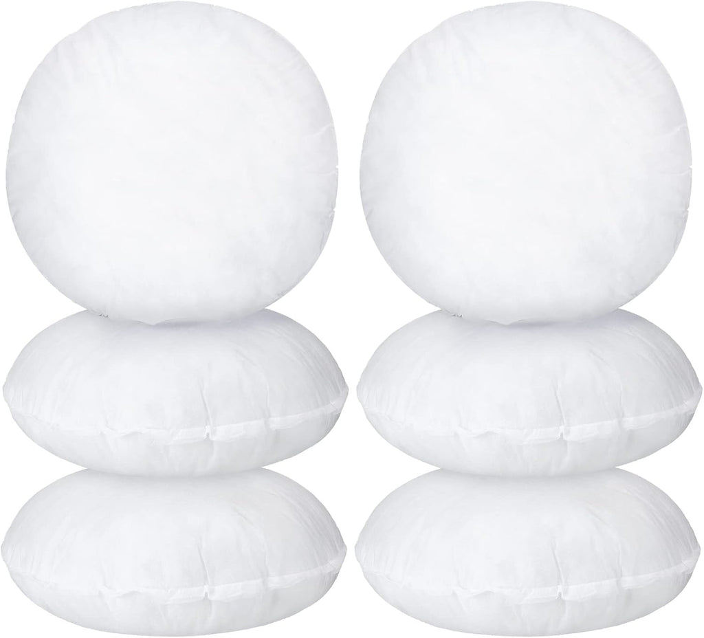 6 Pcs Round Pillow Insert Bulk White Decorative Throw Pillows Insert for Sofa, Cushion and Bed(16 Inch)
