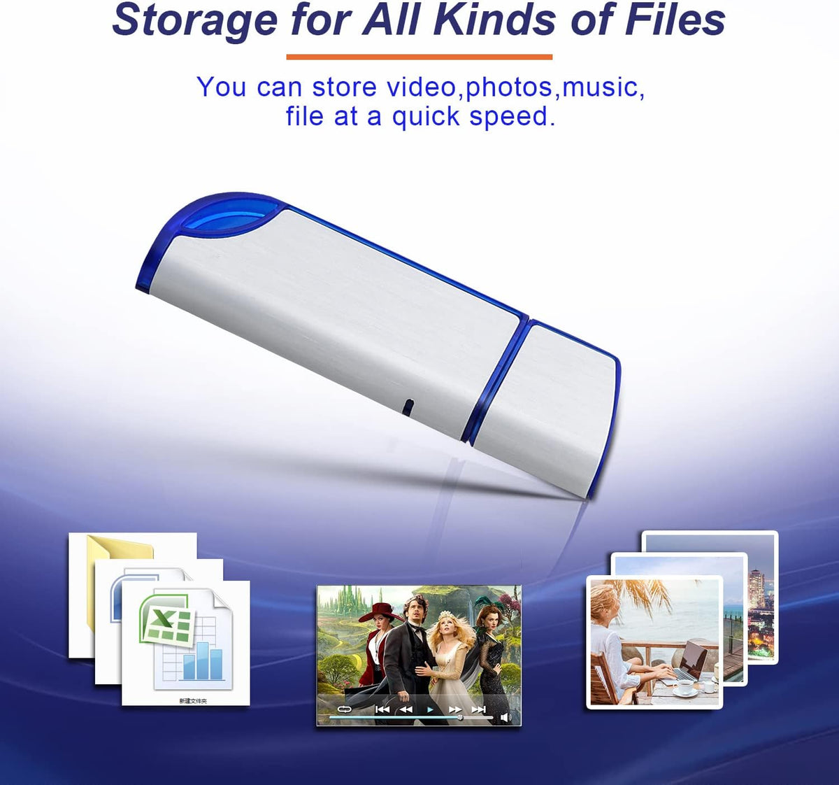 32GB FAT32 Format USB 2.0 Flash Drives, USB Memory Stick for Game Capture Card/Cassette Player/Computer/Laptop/External Data Storage with Indicative Light