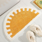 Bathroom Rugs Sun Bath Mat, Half Circle Cute Sunrise Bath Mat Soft and Fluffy, Water Absorbent Bath Rug Machine Washable Bathroom Mat