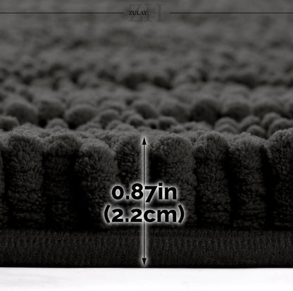 Soft Shaggy Bathroom Rug - Ultra Absorbent Bath Mat - Microfiber Thick Bath Rug for Bathroom, Under The Sink, Bedroom, Shower (Black, 20"x30")