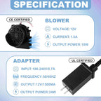 Landhoow Christmas Inflatable Replacement Fan Blower 12v 1.5a Air Blower Fan for Inflatables with 6 Adapter LED Lights Waterproof for Halloween Outdoor Yard Decorations
