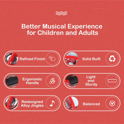 Double Row Tambourine, Half-Moon Musical Tambourine Hand Held for Kids, Adults, Party, KTV 4 colors (9 inch, Pack of 4)