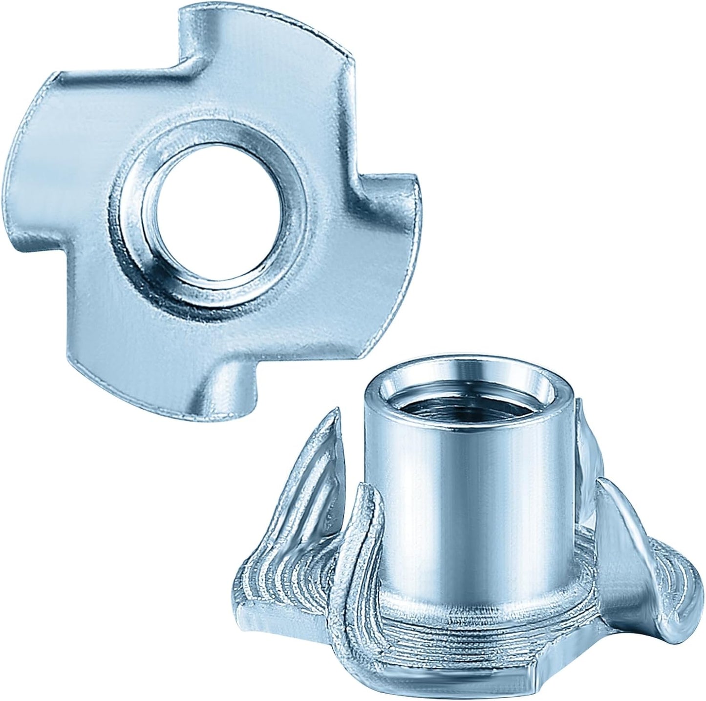 T-Nuts 1/4 * 20 (100 pcs), zinc Plated Steel, for Wood, Climbing Holds and cabinets