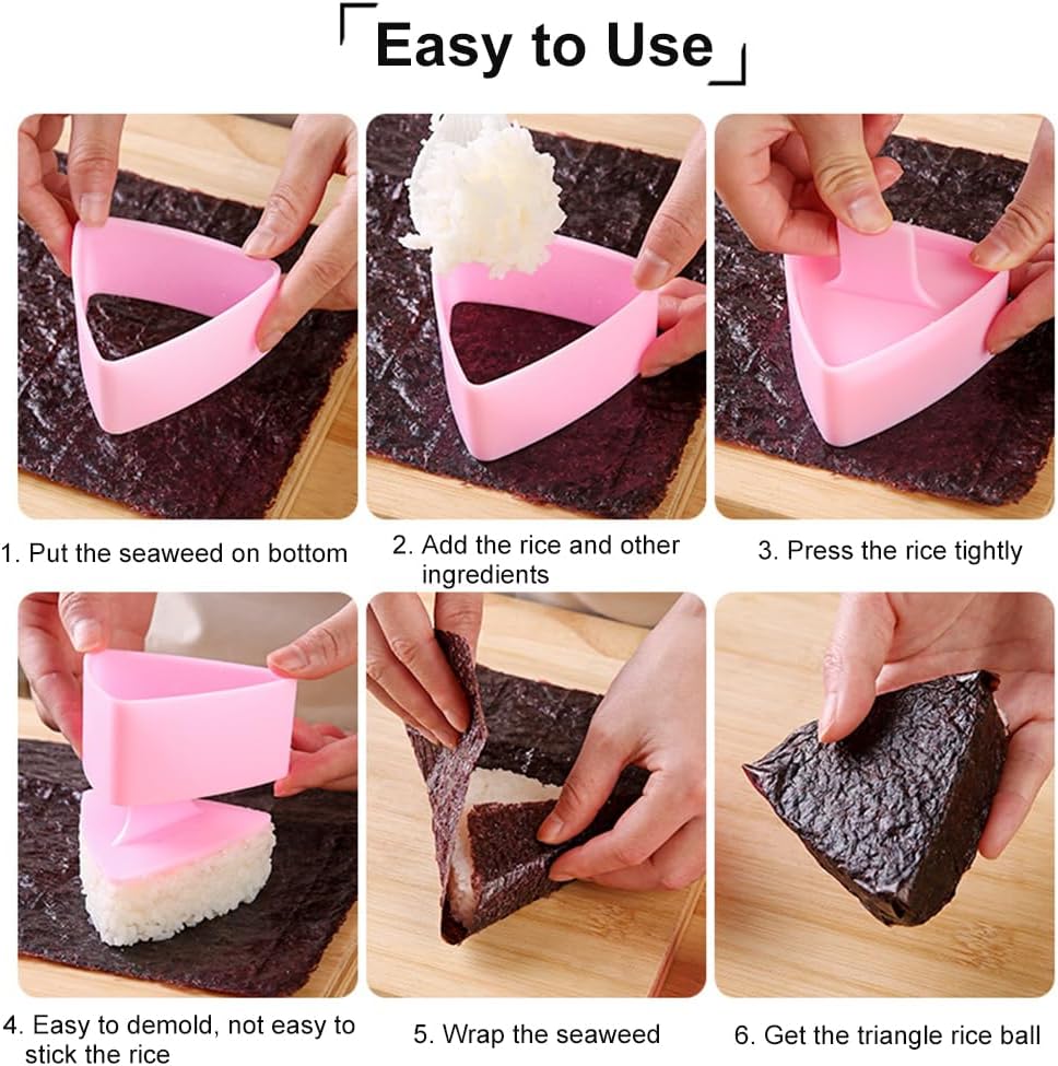 Onigiri Mold Triangle, 2 Pack Large Rice Ball Mold Shi Makers, Japanese Rice Cooker Kit for Lunch Bento