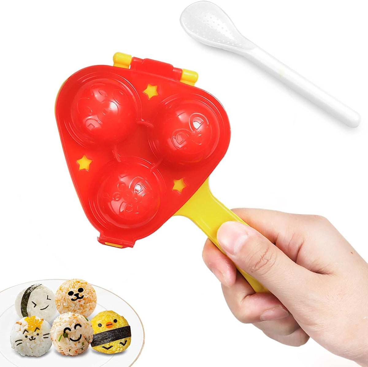 Rice Ball Mold, Upgraded Rice Ball Shaker, Onigiri Rice Ball Maker Molds for Kids, DIY Mini Shi Maker Mold