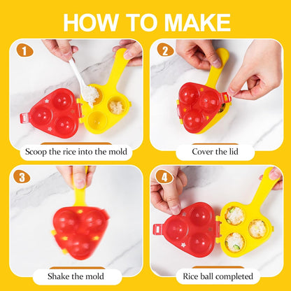 Rice Ball Mold, Upgraded Rice Ball Shaker, Onigiri Rice Ball Maker Molds for Kids, DIY Mini Shi Maker Mold