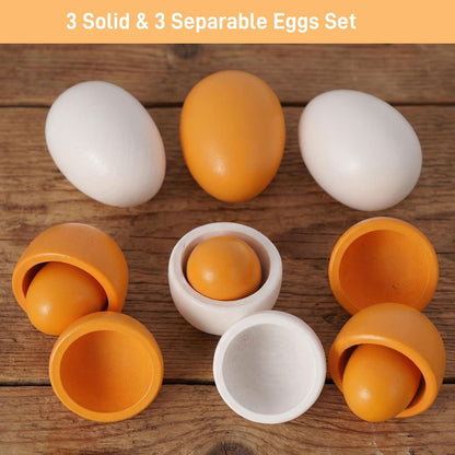 6PCS Play Food Sets for Kids Kitchen,Play Kitchen Accessories Wooden Egg Toy Food Grocery Store Pretend for Toddler Cooking DIY