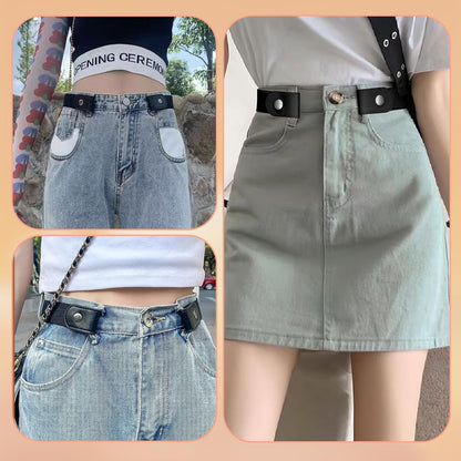 Elastic No Buckle Belt, 3PCS Adjustable Elastic Stretches Buckle Free/No Buckle Stretch Belts, Boy Girls Belt Kids Adjustable Stretches Belt Silver Square Buckles ﻿