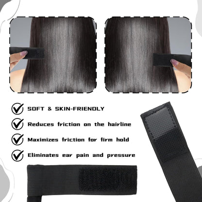 2 Pcs Lace Melting Band with C-Shaped Ear Cut Outs, Non-Slip Elastic Wig Band for Lace Front Wigs, Painless Wig Grip Band for Melting Lace & Edge Control, Hairline Melting Wrap for Women