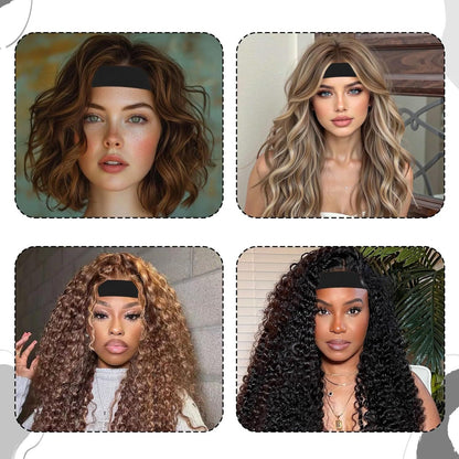 2 Pcs Lace Melting Band with C-Shaped Ear Cut Outs, Non-Slip Elastic Wig Band for Lace Front Wigs, Painless Wig Grip Band for Melting Lace & Edge Control, Hairline Melting Wrap for Women