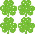 St Patricks Day Placemats Set of 4, Felt Green Shamrock Place Mats, Lucky Clover Table Mats for St Patrick's Day Irish Holiday Party Kitchen Dining Outdoor Indoor Decoration (Light Green)