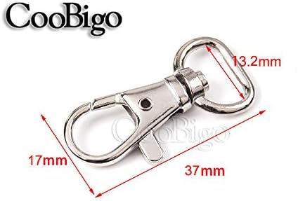 CooBigo 30pcs Metal Swivel Clasps Lanyard Snap Hook Lobster Claw Clasp Jewelry Findings Swivel Trigger Snap Hooks (Webbing Size:1/2" (13.2mm))#FLQ059-A