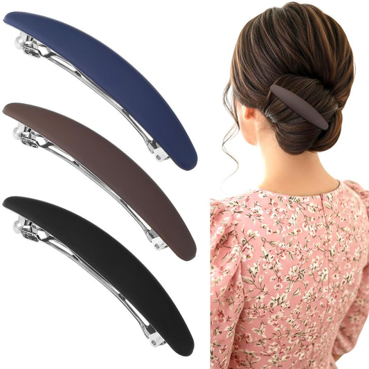 3PCS Large French Hair Barrettes for Women Thin Hairs, Half up French Barrette Hair Clips for Thick Thin, Short and Fine Hairs