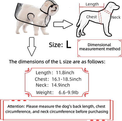 Transparent Dog Rain Poncho for Small Medium Dogs - Thick Waterproof Raincoat with Hidden Leash Hole & Adjustable Snaps, Windproof Hooded Cape for Bichon Poodle (Large)