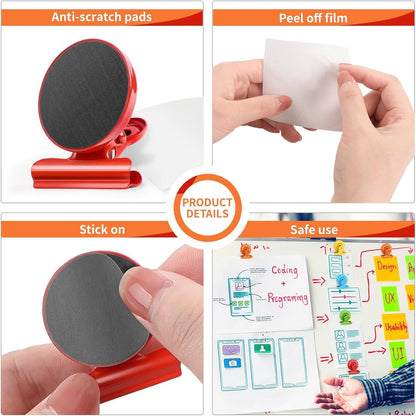 6 Pack Fridge Magnets Refrigerator Magnets, Magnetic Clips for Whiteboard, Magnet Clips for Kitchen Office Organizing & Decorating