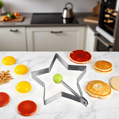 Star Egg Mold Shaper - Non Stick Pancake Deep Egg, Stainless Steel Frying Egg Rings, Mould Cookies Maker Baking Shaper Kitchen Gadget, Egg Patty Maker Rings For Sandwich Fritters Crumpets