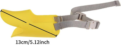 Dog Muzzle,Anti Bite Duck Mouth Shape DogMouth Covers,Soft Duck Silicone Mouth Cover with Adjustable Strap,Small Medium Dogs Muzzle Mask to Prevent Barking,Biting,Chewing(:Yellow,L:13cm/5.12inch)