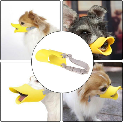 Dog Muzzle,Anti Bite Duck Mouth Shape DogMouth Covers,Soft Duck Silicone Mouth Cover with Adjustable Strap,Small Medium Dogs Muzzle Mask to Prevent Barking,Biting,Chewing(:Yellow,L:13cm/5.12inch)