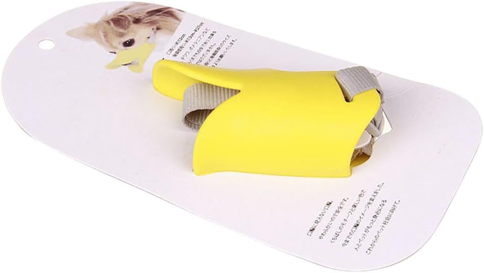 Dog Muzzle,Anti Bite Duck Mouth Shape DogMouth Covers,Soft Duck Silicone Mouth Cover with Adjustable Strap,Small Medium Dogs Muzzle Mask to Prevent Barking,Biting,Chewing(:Yellow,L:13cm/5.12inch)