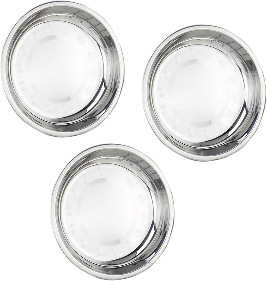 Thin Circular Trinket Tray, 3 Pcs Stainless Steel 7 Inch Diameter Flat Serving Trays for Kitchen, Party and Outdoors (3)